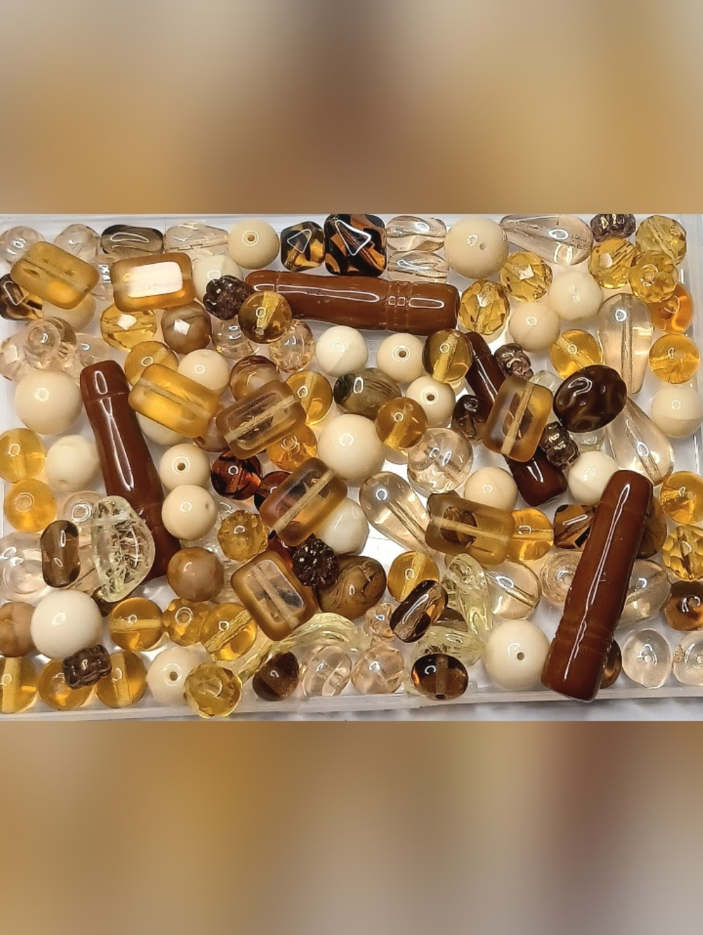 Czech glass loose beads 100pcs Neutral Tones Jewelry Making